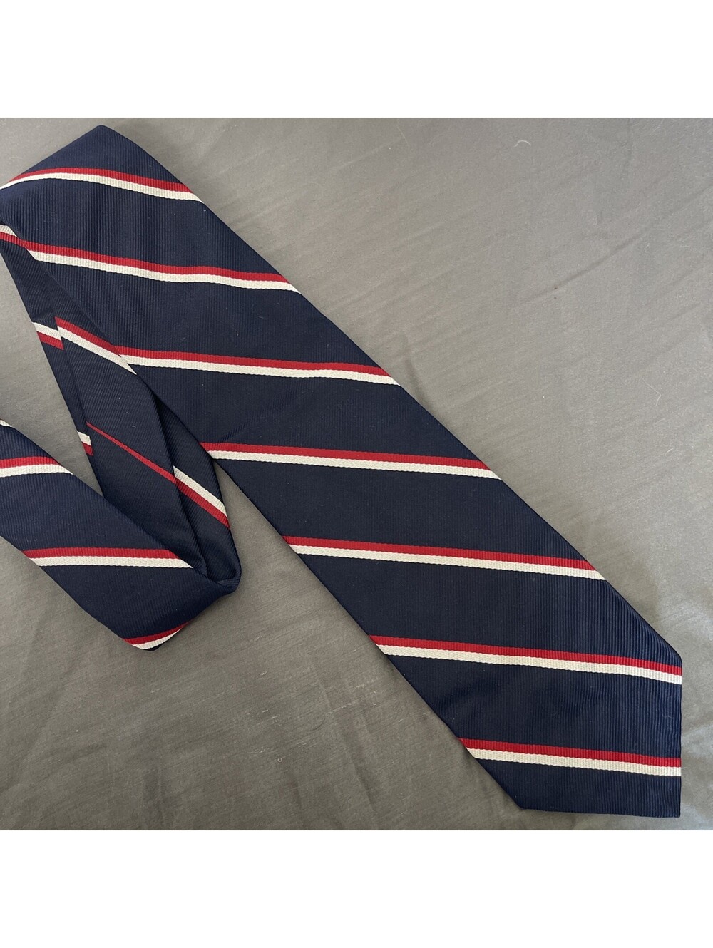 Vintage Hand Sewn Classic Navy Silk Stripe Tie Nordstrom